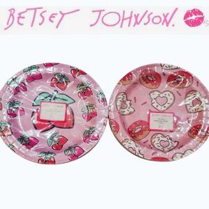 Betsey Johnson Heart Donuts & Cherries Appetizer Disposable Party Plates